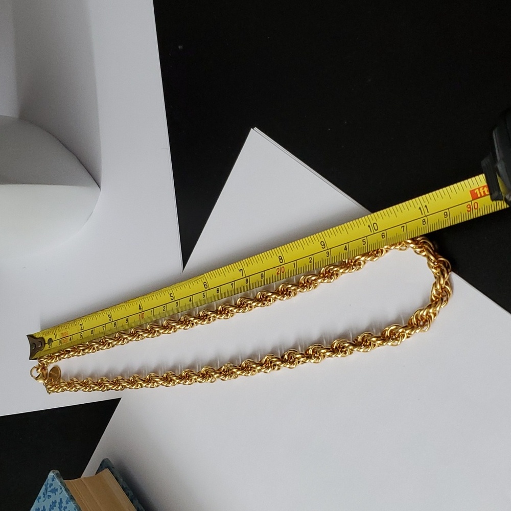 Stamped 18K Gold Rope Twisted Rope Italian Plated Necklace - Picture 2 of 6